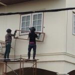 การติดตั้งโครงระแนงไม้บังแดด